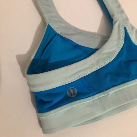 Lululemon Womens Blue White Colorblock Active Sports Bra - Picture 2 of 3